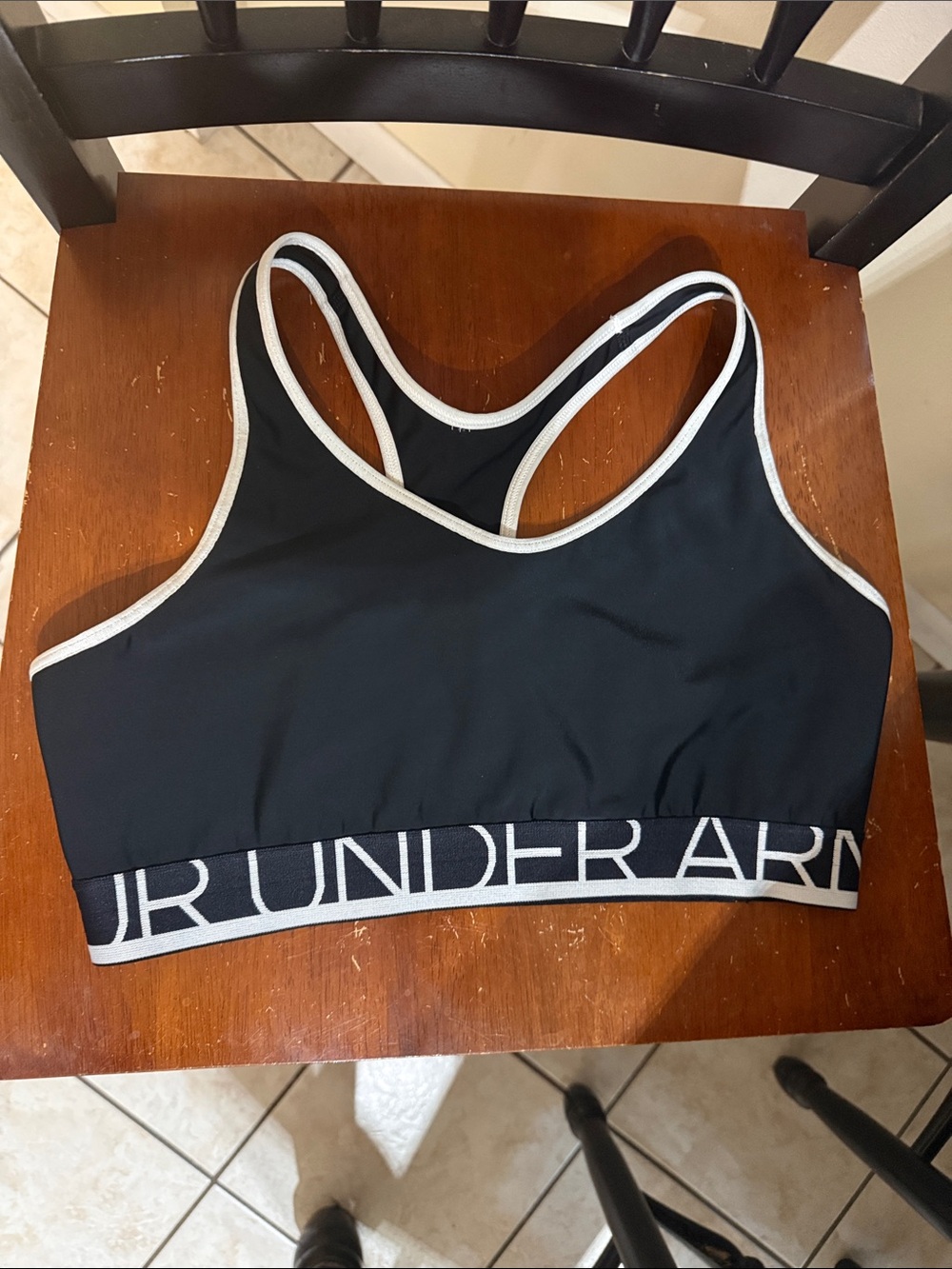 Under Armour Black Sports Bra with White Trim